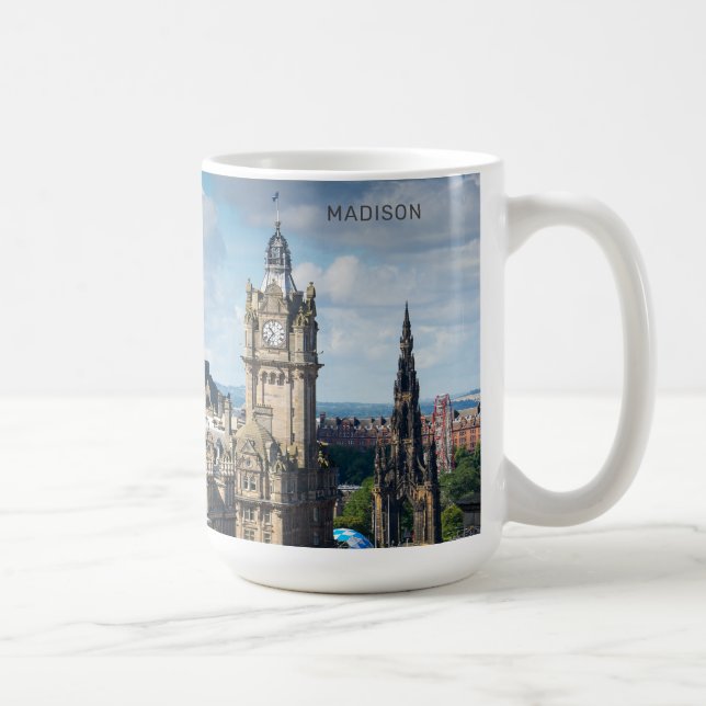 Caneca De Café Nome Personalizado Edinburgh Scotland (Direita)