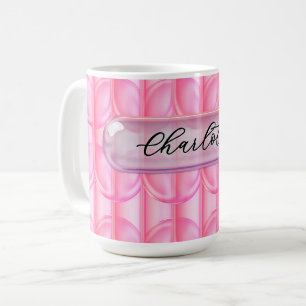 Caneca De Café Nome Personalizado Efeito Vidro Rosa Menina Person