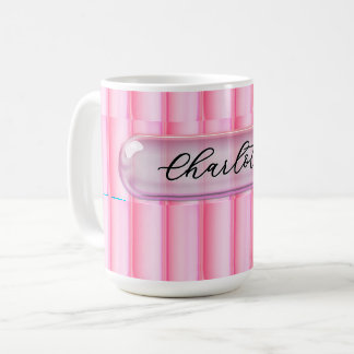 Caneca De Café Nome Personalizado Efeito Vidro Rosa Menina Person