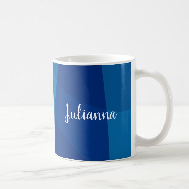 Caneca De Café Nome Personalizado Eterno Moderno Azul Vibrante (Direita)