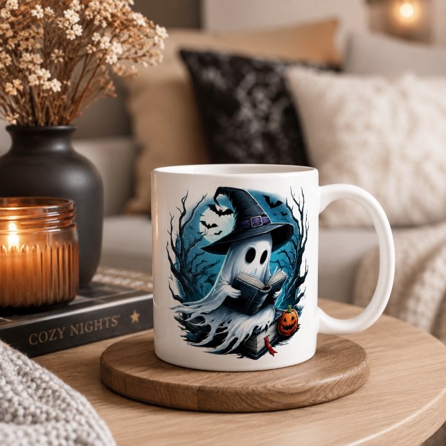 Caneca De Café Nome personalizado fantasma assustador de Hallowee (Criador carregado)