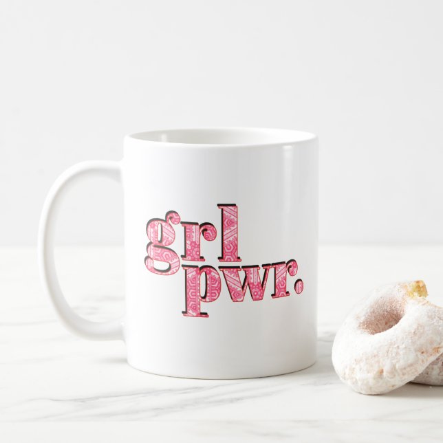 Caneca De Café Nome Personalizado Feminista de Poder Moderno (Com Donut)