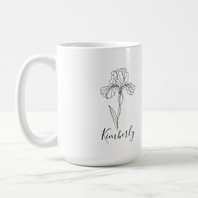 Caneca De Café Nome personalizado Fevereiro íris Birs Birth Flowe (Esquerda)