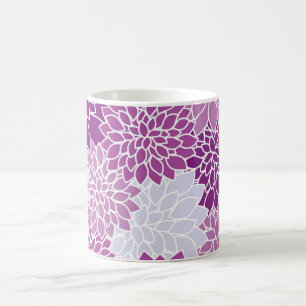 Caneca De Café Nome Personalizado Flor Rosa e Branco Dahlia