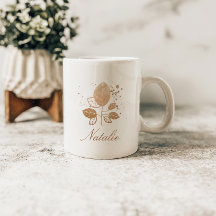 Nome Personalizado Floral Dourado do Elegante Rosa