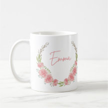 Nome Personalizado Floral Mug