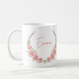 Caneca De Café Nome Personalizado Floral Mug