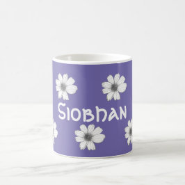 Caneca De Café Nome Personalizado Floral Roxo