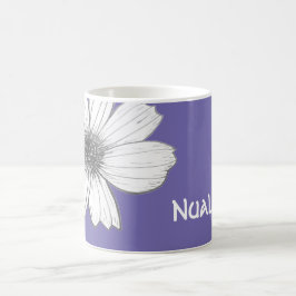 Caneca De Café Nome Personalizado Floral Roxo