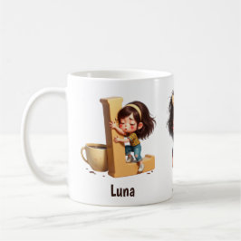 Caneca De Café Nome Personalizado & L Manhã Sonolenta Caracter Pl