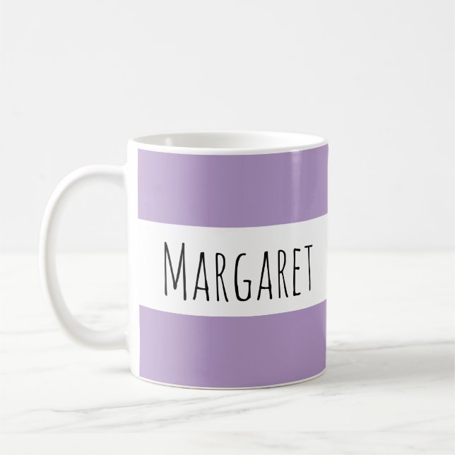 Caneca De Café Nome Personalizado Lilac Personalizado (Esquerda)
