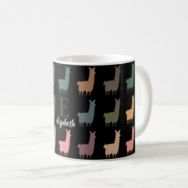 Caneca De Café Nome Personalizado Llama Alpaca Retro Presente Per (Frente Esquerda)