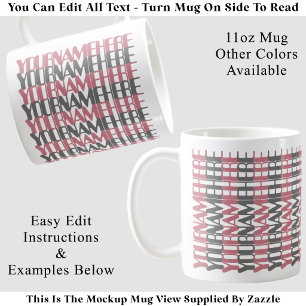 Caneca De Café Nome Personalizado Longo Mensagem Oculta Rosa Pers