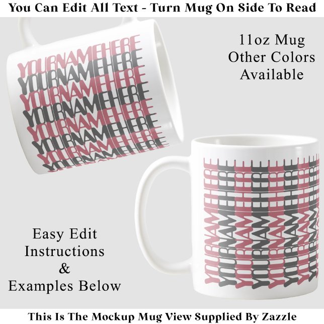 Caneca De Café Nome Personalizado Longo Mensagem Oculta Rosa Pers (Criador carregado)