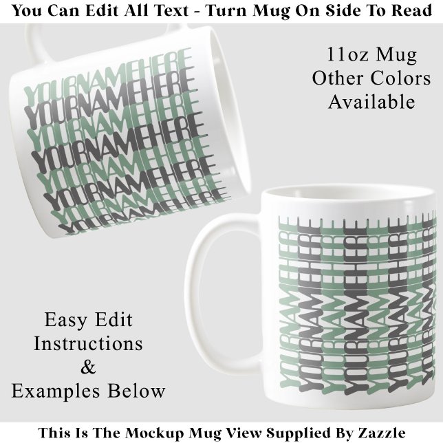 Caneca De Café Nome Personalizado Longo Personalizado Verde Mensa (Criador carregado)