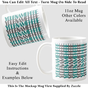 Caneca De Café Nome Personalizado Longo Teal Mensagem Oculta Pers