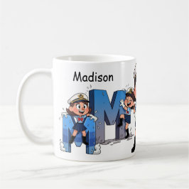 Caneca De Café Nome Personalizado Marinheiro Personagem Cartoon *