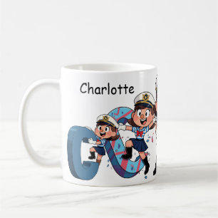 Caneca De Café Nome Personalizado Marinheiro Personagem Cartoon *
