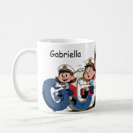 Caneca De Café Nome Personalizado Marinheiro Personagem de Desenh