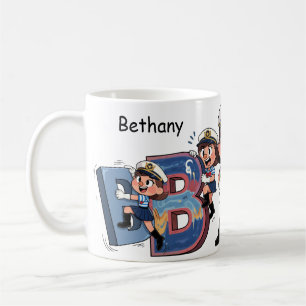 Caneca De Café Nome Personalizado Marinheiro Personagem de Desenh