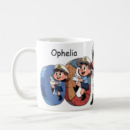 Caneca De Café Nome Personalizado Marinheiro Personagem de Desenh