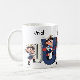 Caneca De Café Nome Personalizado Marinheiro Personagem de Desenh