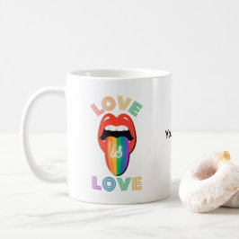 Caneca De Café Nome Personalizado Mês do Orgulho LGBTQ Colorido