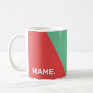 Caneca De Café Nome personalizado mínimo do coral e da menta