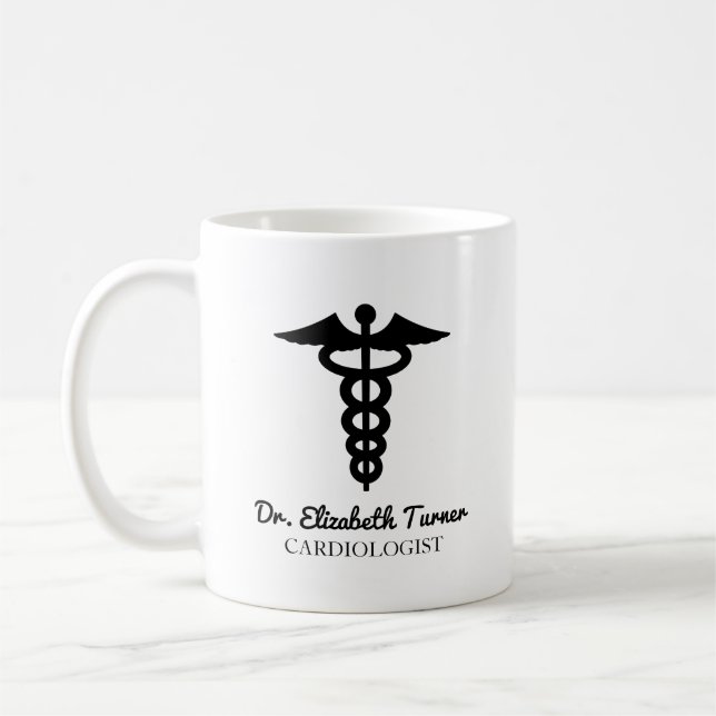 Caneca De Café Nome Personalizado Mínimo Preto Branco Médico Cadu (Esquerda)
