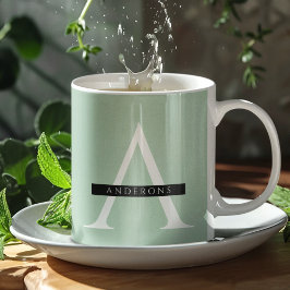 Caneca De Café Nome Personalizado Mint Pastel Minimalista