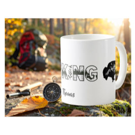 Caneca De Café Nome Personalizado Mochileiro Natureza Búfalo P&B