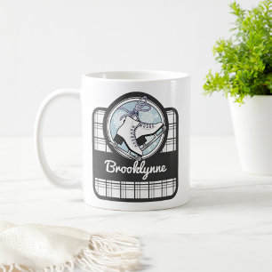 Caneca De Café Nome Personalizado: Modern Tartan Ice Skating