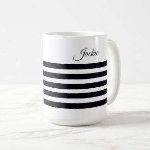 Caneca De Café Nome Personalizado Moderno - Chic B & W