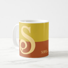 Caneca De Café Nome Personalizado Moderno - Cor da Carta de Ação 