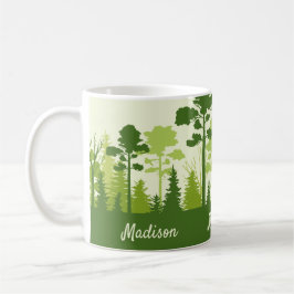 Caneca De Café Nome personalizado Molas de café da Floresta Verde