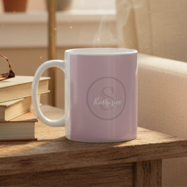 Caneca De Café Nome Personalizado Monograma Rosa Empoeirado