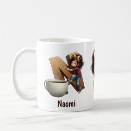 Caneca De Café Nome Personalizado & N Manhã Sonolenta Caracter Pl