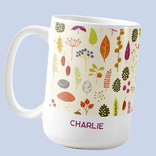 Caneca De Café Nome Personalizado Natureza Floresta Silvestre
