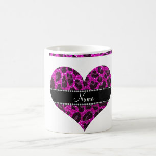 Caneca De Café Nome personalizado néon cor-de-rosa com impressão