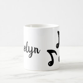 Caneca De Café Nome Personalizado Notas Musicais Legal Gráfico de
