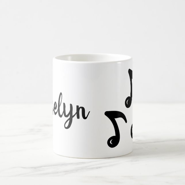 Caneca De Café Nome Personalizado Notas Musicais Legal Gráfico de (Centro)