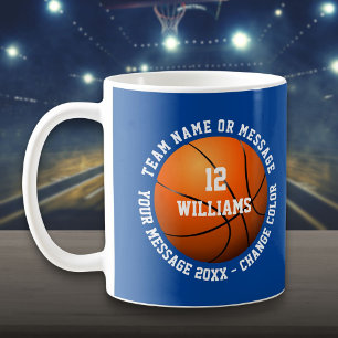 Caneca De Café Nome Personalizado Número Nome da Equipe Basqueteb