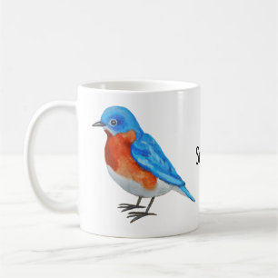 Caneca De Café Nome personalizado observador de aves Bluebird ori