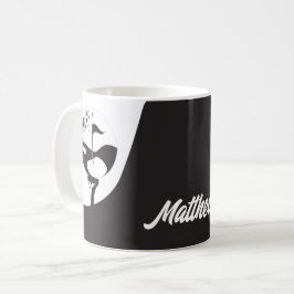 Caneca De Café Nome Personalizado Olá, Golfe Negro e Branco