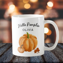 Caneca De Café Nome Personalizado Olá Pumpkin Spice Cozy Fall
