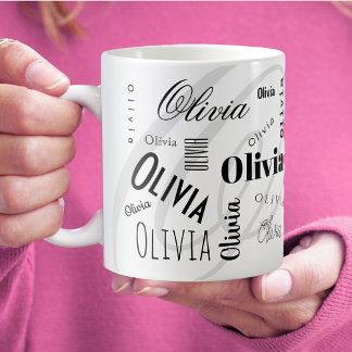 Caneca De Café Nome Personalizado Olivia Mug