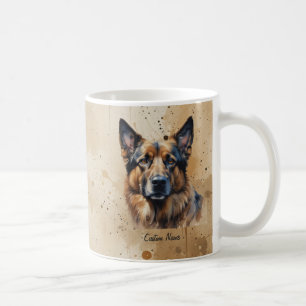 Caneca De Café Nome personalizado ou texto Cachorro pastor alemão