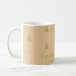 Caneca De Café Nome personalizado Pera verde castanho