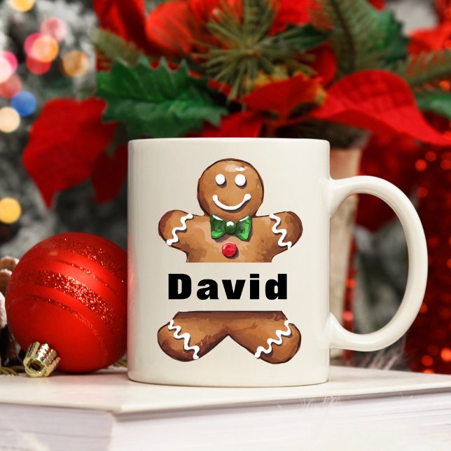 Caneca De Café Nome personalizado personalizado do Gingerpão pers (Personalized Gingerbread Man Custom Name Christmas Coffee Mug
)