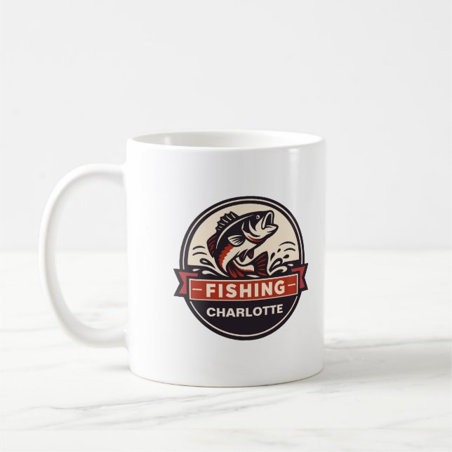 Caneca De Café Nome Personalizado Pesca (Esquerda)